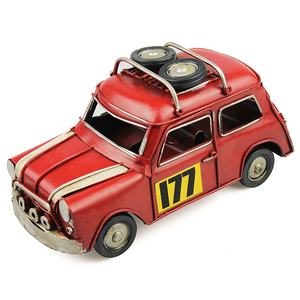 Modelo de Coche Rojo Creativo 177 con <span class=keywords><strong>Ruedas</strong></span> en la Parte Superior, Adornos de Hierro para Niños, Recuerdo, Regalo, Decoración, Decoración Vintage para el Hogar - Product Image 1