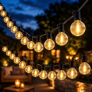 Guirlande lumineuse solaire étanche pour extérieur, 25FT/50FT, ampoules G40, résistante aux chocs, pour jardin, cour, rue, fête, décoration d'arbre - Product Image 1