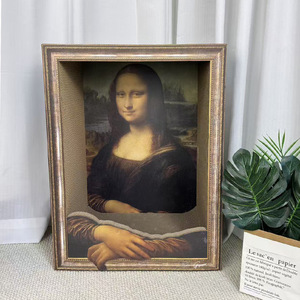 سرير خدش للقطط على شكل لوحة فنية للموناليزا، لوحة زيتية رباعية الأبعاد، إطار للقطط، عش مستوحى من اللوحات العالمية الشهيرة - Product Image 1