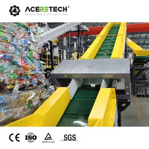 2000kg/h Waste Bottles Recycling Sorting PET Bottles Washing Recycling Line With Label Removing Machine AWS-PET