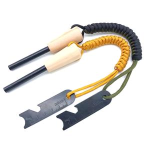 Equipo de supervivencia Mango de madera Ferro Rod Bushcraft Camping <span class=keywords><strong>Cuerda</strong></span> trenzada Arrancador de fuego para senderismo <span class=keywords><strong>Escalada</strong></span> - Product Image 2