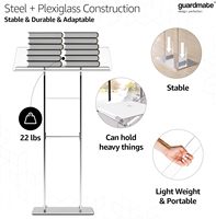 Support de podium de chaire en acrylique classique | Chaires portables modernes ultra claires pour les pasteurs des églises