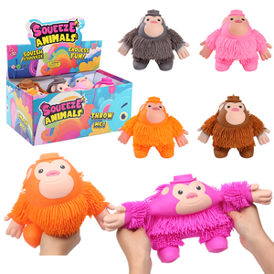 Offre Spéciale JINFENG OEM Jouet à Presser Gorille avec Chapeau à Poils Colorés et Épais en TPR, Peluche Légère et Moelleuse, Anti-Stress, Nouveauté Unisexe pour Adolescents - Product Image 1