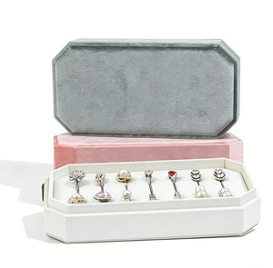 Custom Logo Luxury Velvet Jewelry <b>Box</b> Multi-<b>Ring</b> Display Tray for Earrings <b>Ring</b> Premium Storage Packaging <b>Box</b> - Product Image 5