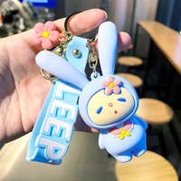 Porte-clés en PVC gonflable vertical en forme de lapin avec oreilles, personnalisé et créatif, motif dessin animé, pendentif de sac mignon, cadeau, vente en gros