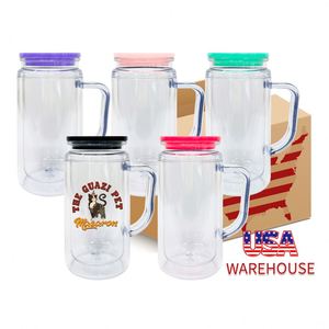 12oz 16oz Pre Drilled <b>Double</b> <b>Wall</b> Snow Globe Glitter Plastic Acrylic Soda Can Cup <b>Mug</b> Tumbler for UV DTF Wraps - Product Image 1