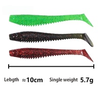 Lot de 5 leurres souples barbelés 9cm 4.6g, leurres artificiels en silicone pour la pêche au bar et à la carpe