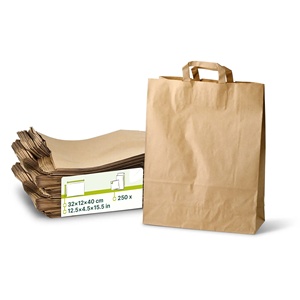 Bolsas de papel reciclado tamaño XL 32x12x40cm, bolsas de compras con asa reforzada de kraft para supermercado - Product Image 1