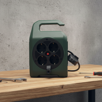 Enrouleur de câble professionnel européen, multiprise Schuko 4 voies, 16A 250V, conforme IEC, 5m, protection contre les surcharges, atelier industriel