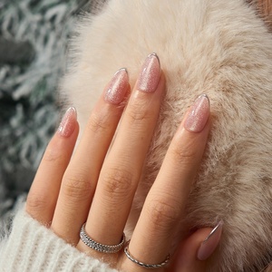 Uñas Postizas Cortas de Almendra de Alta Calidad con Diseño 3D, Venta al por Mayor, Uñas de Gel Suave Rosa Ojo de Gato Hechas a Mano, Kit de Uñas a Presión para Proveedores - Product Image 1
