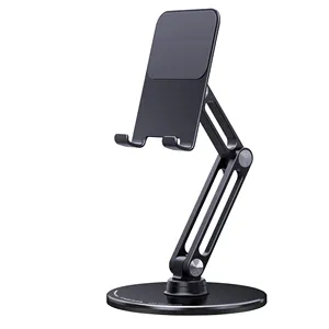 Boneruy L08P Free Standing Black Tablet Phone Stand Cheap Aluminum Angle Adjustable Rotate Mobile Cell Phone Holder For Desk