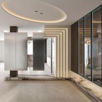 Console d'entrée en bois sur mesure avec plateau en marbre, élégante présentation pour hall d'entrée moderne