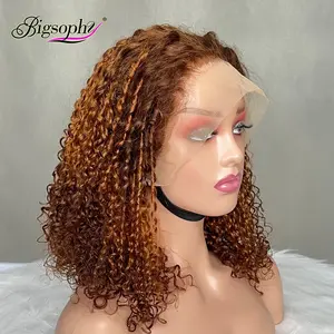 Best Hair Supplier T4/304 Color 13*4 Frontal Full Transparent Lace Pixie Curls Bob Vietnamese Raw Hair From China