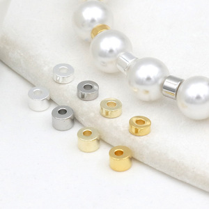 Cuentas espaciadoras redondas D163 de cobre chapado en oro de 18k para pulseras, collares, accesorios de joyería DIY - Product Image 2