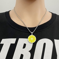 Collier pendentif rond géométrique personnalisé en émail, vente en gros