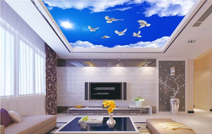 Guangzhou Ihouse 3D Paysage <span class=keywords><strong>Ciel</strong></span> Bleu <span class=keywords><strong>Ciel</strong></span> Blanc Nuages <span class=keywords><strong>Plafond</strong></span> Mural Fond d'écran - Product Image 3