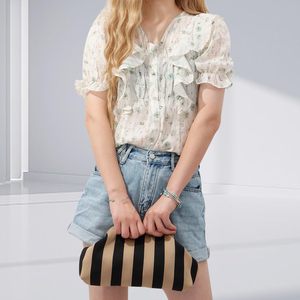 Sacs à main de plage d'été personnalisés pour femmes, sacs fourre-tout en crochet tissé, sac à main rayé de couleur, sac à main de soirée, pochette de piscine 2025 - Product Image 6