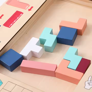 Jouet de puzzle en bois <span class=keywords><strong>Tetris</strong></span> pour enfants, forme 3D, empilage, jouet éducatif pour l'apprentissage précoce des tout-petits, développement du cerveau - Product Image 4
