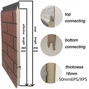 Panneau mural <span class=keywords><strong>sandwich</strong></span> en pu ignifuge à bas <span class=keywords><strong>prix</strong></span> revêtement métallique isolé pour décoration murale extérieure revêtement mural en relief en métal - Product Image 5