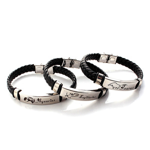 Giá Rẻ Bán Buôn Hỗn Hợp Các Dấu Hiệu Của Các Hoàng Đạo Dây Vòng Đeo Tay Bằng Da Đồng Bằng Thép Không Gỉ Vòng Đeo Tay - Product Image 2