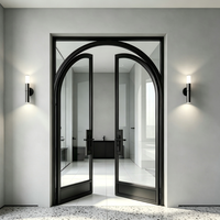 Puertas de Entrada de Vidrio con Marco de Hierro y Aislamiento Térmico de Diseño Moderno, Populares y de Venta Caliente, con Estilo de Apertura Abatible para Uso Exterior