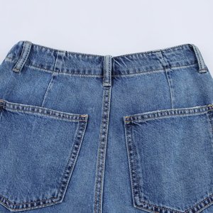 Nouvelle fille chaude rétro Denim Simple mi-taille Culottes <span class=keywords><strong>jupe</strong></span> courte bleu clair Denim Jeans jupes - Product Image 4