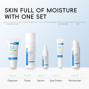 QUIYUM - Set de Cuidado de la Piel de 5 Piezas con Limpiador, Tónico, Suero, Crema para Ojos y Humectante con Ácido Hialurónico (Marca Privada) - Product Image 5