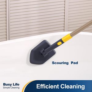 For Multipurpose PP Floor Cleaning <b>Brush</b> with Replaceable Scrubber Pad Long Handle Telescopic Eco-Friendly Tiled Bathroom - Product Image 3