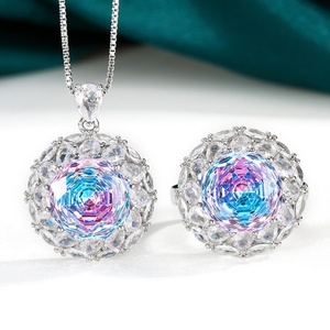 Ensemble collier/boucles d'oreilles/bague en laiton écologique plaqué or 12 mm avec zircon à changement de couleur Toderi, certifié par une tierce partie - Product Image 3