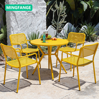 Ensemble table et chaises en alliage d'aluminium moderne et durable, mobilier d'extérieur portable pour hôtel, café, salon de thé, cour, balcon