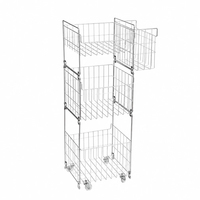 Panier de rangement pour vêtements sales à trois niveaux, panier à linge pour salle de bain avec panier suspendu latéral