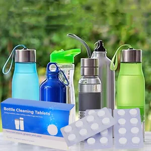 Tabletas de limpieza de botellas de agua y tazas de café Pestañas de limpieza, elimina manchas y olores