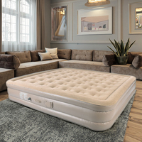 Matelas Gonflable Moderne en PVC Floqué, Taille King, avec Pompe Intégrée, Lit Gonflable Portable pour l'Extérieur, Meubles de Salon