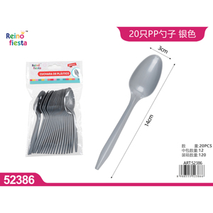 Lot de 20 cuillères légères en PP argenté de 14cm pour événements - Product Image 1