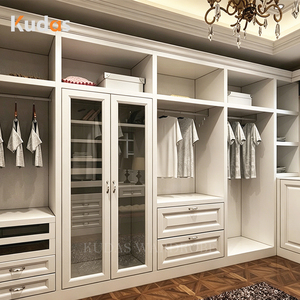 <span class=keywords><strong>Armoire</strong></span> sur mesure de style américain classique avec tiroirs vitrés pour chambre de villa et projets résidentiels - Product Image 1
