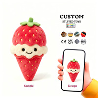 Peluche personnalisée en forme de crème glacée à la fraise rouge, fabriquée en tissu doux, rembourrée de coton PP, peluche de haute qualité personnalisée