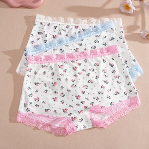 Finetoo, bragas de talla grande para <span class=keywords><strong>mujer</strong></span>, Bóxer, pantalones cortos para <span class=keywords><strong>mujer</strong></span>, estampado de flores, ropa interior femenina - Product Image 2