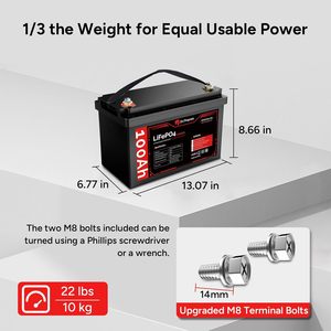 <strong>DR</strong>.PREPARE DBT12100LFP-S48 12V 100Ah LiFePO4 Solid State Battery 31 <strong>Cells</strong> BMS 1280Wh Deep Cycle Energy Storage Solar Pack 22 Lbs - Product Image 5