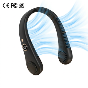 Ventilador de cuello sin aspas, manos libres, seguro para el cabello, 1200mAh, servicio OEM/ODM, venta al por mayor, recargable, portátil, con certificación CE, FCC y RoHS - Product Image 1