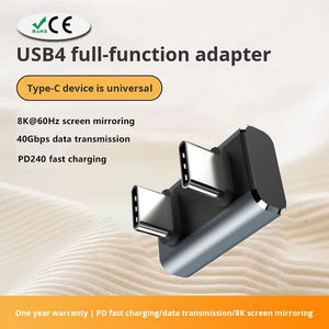 LUNG KAY Adaptateur USB4.0 240W USB C en gros, nouveau convertisseur USB4 mâle Type-C coudé en U 40 Gbit/s 8K pour téléphone portable et tablette - Product Image 2