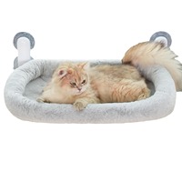 BunnyHi MC001 lit polaire avec cadre pliable en acier inoxydable chat fenêtre hamac pour mur avec ventouses solides