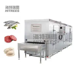 Electric Auto Shrimp Fish Scallop IQF Tuna Flow IQF Meat Patty Seafood Tunnel Freezer For Food Processing Line