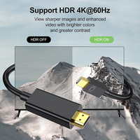 Câble Mini DP vers HDMI 4K 60Hz, cordon de transmission vidéo Mini DisplayPort vers HDMI 1.8M pour moniteur, projecteur, téléviseur, ordinateur portable, ordinateur de bureau