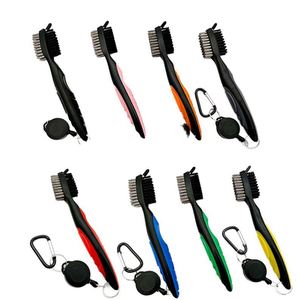 Brosse et nettoyeur de club de golf rétractables de 2 pieds avec mousqueton en aluminium, outils de nettoyage qui se fixent facilement au sac de golf, cadeau - Product Image 1
