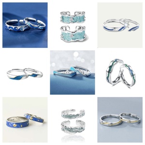 Anillos de Pareja con Diseño Antiguo Plateados en Plata, Modernos, para <span class=keywords><strong>Hombre</strong></span> y Mujer, para Boda, Compromiso, Fiesta, Regalo de San Valentín - Product Image 4