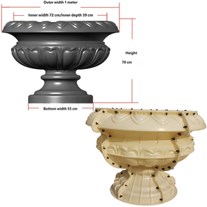 Moules pour pots de fleurs décoratifs de jardin en ABS préfabriqués de 100*70 cm, grande taille, avec une résistance élevée pour une utilisation en extérieur - Product Image 1