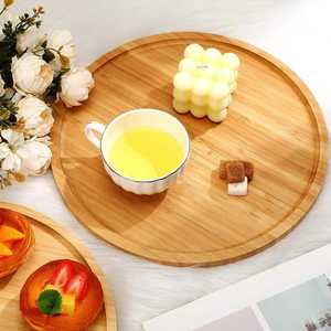 天然竹製丸型サービングトレイ 環境に優しいフルーツ、チーズ、スナック用プレート 積み重ね可能なキッチン食器 - Product Image 3