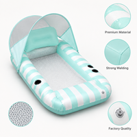 Chaise longue gonflable pour piscine avec auvent pour adultes, flotteur pare-soleil en PVC avec porte-gobelets, marque privée pour complexe hôtelier