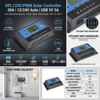 Contrôleur solaire à écran LCD PWM 12v 24v 48v Affichage LCD automatique Charge USB