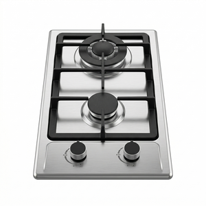 Cuisinière à gaz encastrable 12 pouces, <span class=keywords><strong>2</strong></span> brûleurs, en acier inoxydable, double combustible GPL/gaz naturel, allumage électronique, économe en énergie - Product Image 1
